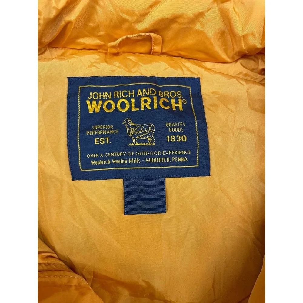 Vintage Woolrich‎ Puffer Vest Mens Large Orange Duck Down Full Zip